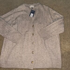 Universal Thread Beige Cable-Knit V-Neck Button Cardigan